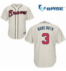 Mens Majestic Atlanta Braves 3 Babe Ruth Replica Cream Alternate 2 Cool Base MLB Jersey