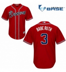Mens Majestic Atlanta Braves 3 Babe Ruth Replica Red Alternate Cool Base MLB Jersey