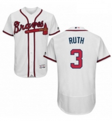 Mens Majestic Atlanta Braves 3 Babe Ruth White Home Flex Base Authentic Collection MLB Jersey