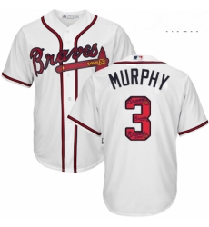 Mens Majestic Atlanta Braves 3 Dale Murphy Authentic White Team Logo Fashion Cool Base MLB Jersey