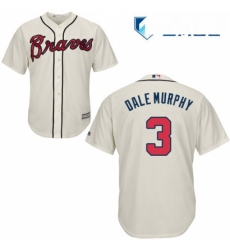 Mens Majestic Atlanta Braves 3 Dale Murphy Replica Cream Alternate 2 Cool Base MLB Jersey