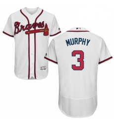 Mens Majestic Atlanta Braves 3 Dale Murphy White Home Flex Base Authentic Collection MLB Jersey