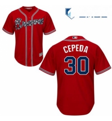 Mens Majestic Atlanta Braves 30 Orlando Cepeda Replica Red Alternate Cool Base MLB Jersey