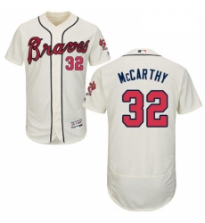 Mens Majestic Atlanta Braves 32 Brandon McCarthy Cream Alternate Flex Base Authentic Collection MLB  Jersey