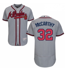 Mens Majestic Atlanta Braves 32 Brandon McCarthy Grey Road Flex Base Authentic Collection MLB Jersey