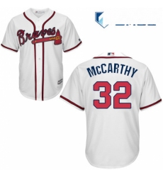 Mens Majestic Atlanta Braves 32 Brandon McCarthy Replica White Home Cool Base MLB Jersey 