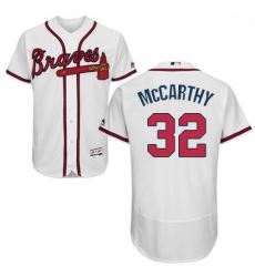 Mens Majestic Atlanta Braves 32 Brandon McCarthy White Home Flex Base Authentic Collection MLB Jersey