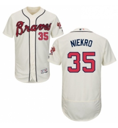 Mens Majestic Atlanta Braves 35 Phil Niekro Cream Alternate Flex Base Authentic Collection MLB Jersey