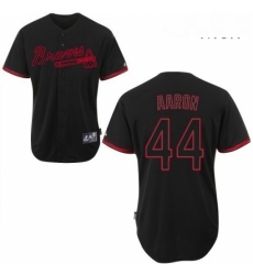 Mens Majestic Atlanta Braves 44 Hank Aaron Authentic Black Fashion MLB Jersey