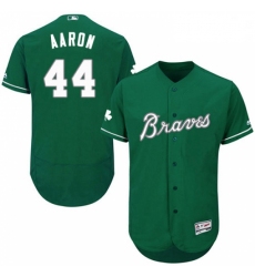 Mens Majestic Atlanta Braves 44 Hank Aaron Green Celtic Flexbase Authentic Collection MLB Jersey