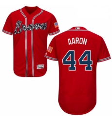 Mens Majestic Atlanta Braves 44 Hank Aaron Red Alternate Flex Base Authentic Collection MLB Jersey