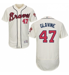 Mens Majestic Atlanta Braves 47 Tom Glavine Cream Alternate Flex Base Authentic Collection MLB Jersey
