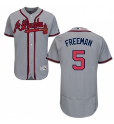 Mens Majestic Atlanta Braves 5 Freddie Freeman Grey Road Flex Base Authentic Collection MLB Jersey