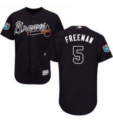 Mens Majestic Atlanta Braves 5 Freddie Freeman Navy Blue Alternate Flex Base Authentic Collection MLB Jersey