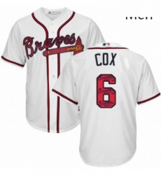 Mens Majestic Atlanta Braves 6 Bobby Cox Authentic White Team Logo Fashion Cool Base MLB Jersey