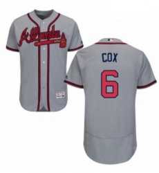 Mens Majestic Atlanta Braves 6 Bobby Cox Grey Road Flex Base Authentic Collection MLB Jersey