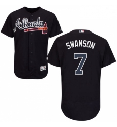 Mens Majestic Atlanta Braves 7 Dansby Swanson Blue Flexbase Authentic Collection MLB Jersey