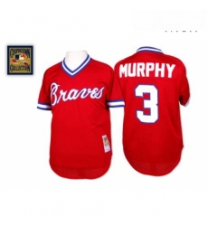 Mens Mitchell and Ness 1980 Atlanta Braves 3 Dale Murphy Replica Red Throwback MLB Jersey