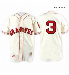 Mens Mitchell and Ness Atlanta Braves 3 Babe Ruth Authentic Cream Throwback MLB Jersey