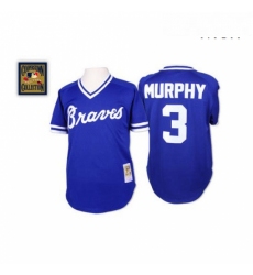Mens Mitchell and Ness Atlanta Braves 3 Dale Murphy Replica Blue Throwback MLB Jersey
