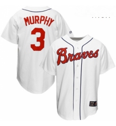 Mens Mitchell and Ness Atlanta Braves 3 Dale Murphy Replica White Throwback MLB Jersey