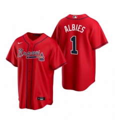 Mens Nike Atlanta Braves 1 Ozzie Albies Red Alternate Stitched Baseball Jersey