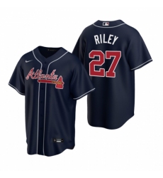 Mens Nike Atlanta Braves 27 Austin Riley Navy Alternate Stitched Baseball Jersey