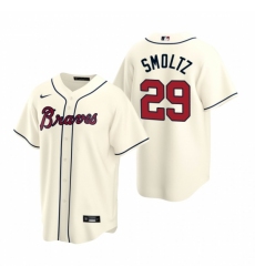 Mens Nike Atlanta Braves 29 John Smoltz Cream Alternate Stitched Baseball Jerse