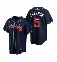 Mens Nike Atlanta Braves 5 Freddie Freeman Navy Alternate Stitched Baseball Jerse