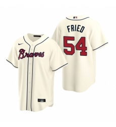 Mens Nike Atlanta Braves 54 Max Fried Cream Alternate Stitched Baseball Jersey