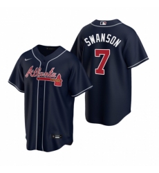 Mens Nike Atlanta Braves 7 Dansby Swanson Navy Alternate Stitched Baseball Jerse