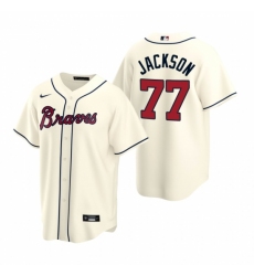 Mens Nike Atlanta Braves 77 Luke Jackson Cream Alternate Stitched Baseball Jersey