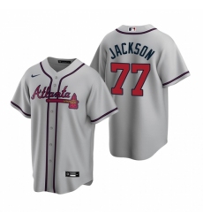 Mens Nike Atlanta Braves 77 Luke Jackson Gray Road Stitched Baseball Jersey
