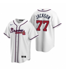 Mens Nike Atlanta Braves 77 Luke Jackson White Home Stitched Baseball Jersey