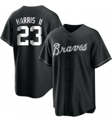 Men's Replica Michael Harris II Atlanta Braves White Black Jersey