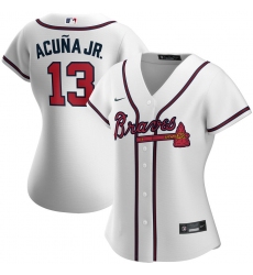 Atlanta Braves 13 Ronald Acuna Jr  Nike Women Home 2020 MLB Player Jersey White