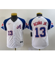 Women Atlanta Braves 13 Ronald Acu F1a Jr  White 2023 City Connect With Patch Stitched Baseball Jersey