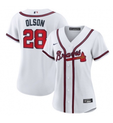 Women Atlanta Braves Matt Olson White Cool Base Stitched Jersey