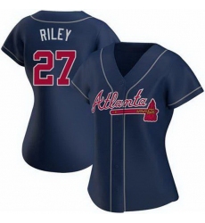 Women Nike Atlanta Braves 27 Austin Riley Navy Alternate Stitched Baseball Jersey