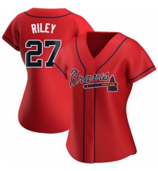 Women Nike Atlanta Braves 27 Austin Riley Red Alternate Stitched Baseball Jersey