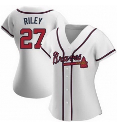 Women Nike Atlanta Braves 27 Austin Riley White Alternate Stitched Baseball Jersey