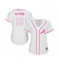 Womens Atlanta Braves 16 Brian McCann Replica White Fashion Cool Base Baseball Jersey 