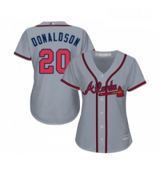 Womens Atlanta Braves 20 Josh Donaldson Replica Grey Road Cool Base Baseball Jersey 