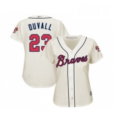 Womens Atlanta Braves 23 Adam Duvall Replica Cream Alternate 2 Cool Base Baseball Jersey 