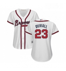 Womens Atlanta Braves 23 Adam Duvall Replica White Home Cool Base Baseball Jersey 