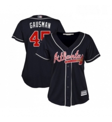 Womens Atlanta Braves 45 Kevin Gausman Replica Blue Alternate Road Cool Base Baseball Jersey 