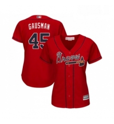 Womens Atlanta Braves 45 Kevin Gausman Replica Red Alternate Cool Base Baseball Jersey 