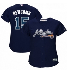 Womens Majestic Atlanta Braves 15 Sean Newcomb Authentic Blue Alternate Road Cool Base MLB Jersey 
