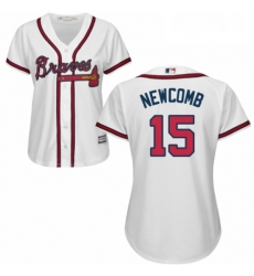 Womens Majestic Atlanta Braves 15 Sean Newcomb Authentic White Home Cool Base MLB Jersey 
