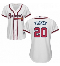 Womens Majestic Atlanta Braves 20 Preston Tucker Replica White Home Cool Base MLB Jersey 